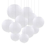 20pcs/set 4-12'' Mixed Size White Chinese Wedding Paper lanterns Hanging Round Paper Lampion Birthday Party Holiday Decoration
