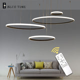20cm Rings Modern Led Pendant Light For Dining room Living room Kitchen Lamps Black White Gold Ceiling Pendant Lamps
