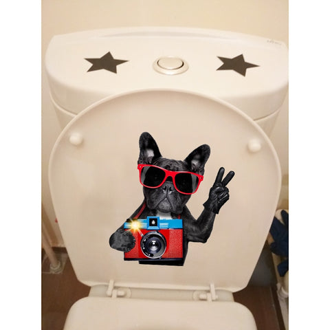 YOJA 19.9*21.5CM Cartoon Photo Dog Room Wall Decals Toilet Sticker Home Decoration T1-0301