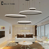 20cm Rings Modern Led Pendant Light For Dining room Living room Kitchen Lamps Black White Gold Ceiling Pendant Lamps