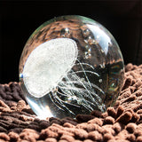 H&D White Jellyfish Sculpture Glow in the Dark Fengshui Glass Ball Figurine Ornament Handblown Artwork Home Office Decor Gift