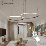 20cm Rings Modern Led Pendant Light For Dining room Living room Kitchen Lamps Black White Gold Ceiling Pendant Lamps