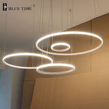 20cm Rings Modern Led Pendant Light For Dining room Living room Kitchen Lamps Black White Gold Ceiling Pendant Lamps