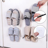 Double-layer Shoes Holder Wall Mount Slipper Hanging Shelf Organizer Living Room