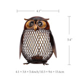 Tooarts Piggy Bank Owl Figurine Money Box Metal Coin Box Saving Box Home Decoration Crafts Gift For coins new year decorations